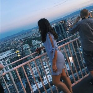 Baby blue dress with detailed sleeves